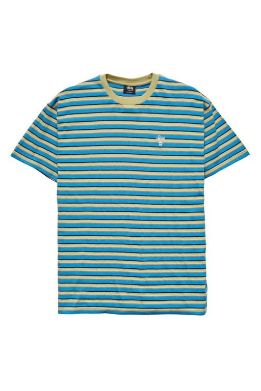 Stussy Mens Morning Stripe SS T Shirt Blue - SQWAV7023